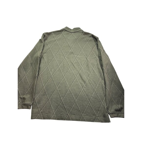 Arrow Mens Argyle Pattern Long Sleeve Polo Shirt Size M Green Black Yellow - Picture 2 of 4